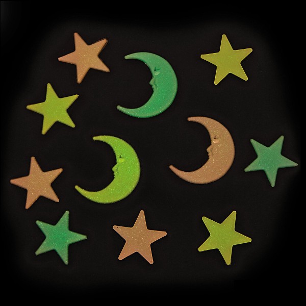 50-Pack Glow-in-the-Dark Small Plastic Stars and Moons 50-Pack Glow-in-the-Dark Small Plastic Stars and Moons