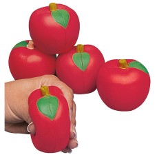 Red Apple Squeezy Foam Stress Toy Teacher Appreciation Novelty Desk Gift New