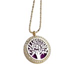 RTD-3653 : Essential Oils Aromatherapy Tree Locket Necklace Silver on Gold at Magic Party Supply